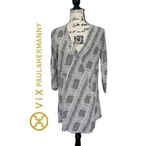 ViX Paula Hermanny Mini Dress swim Tunic coverup Asymmetrical Hem Sz S Luxury